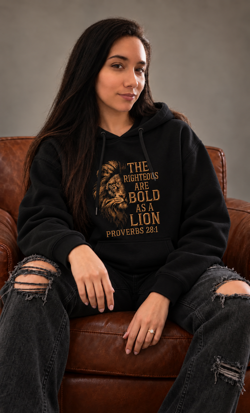 The Righteous Are Bold as a Lion Embroidered Hoodie
