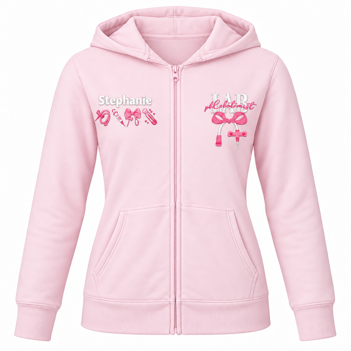 Personalized Phlebotomist Embroidered Zip-Up Hoodie