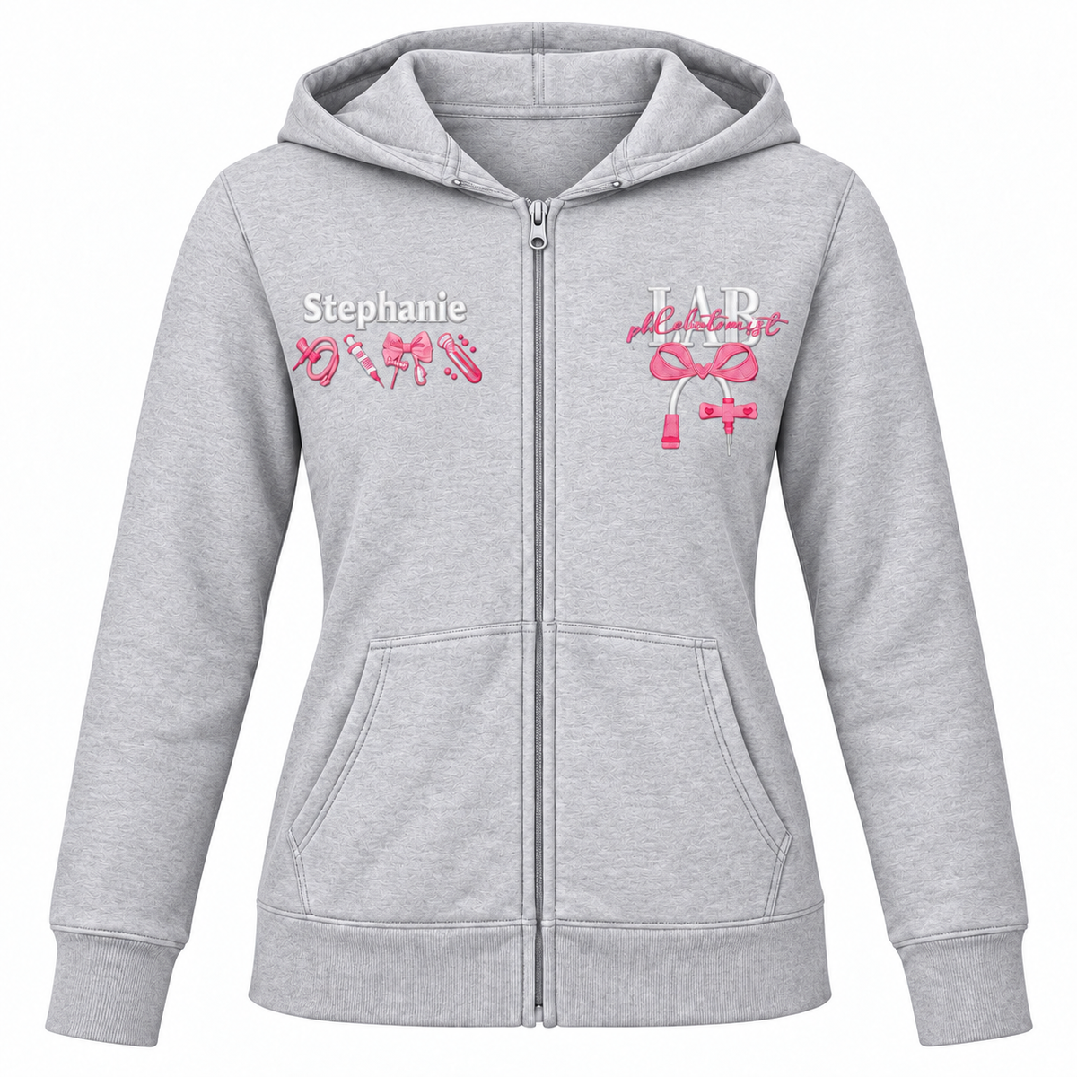 Personalized Phlebotomist Embroidered Zip-Up Hoodie
