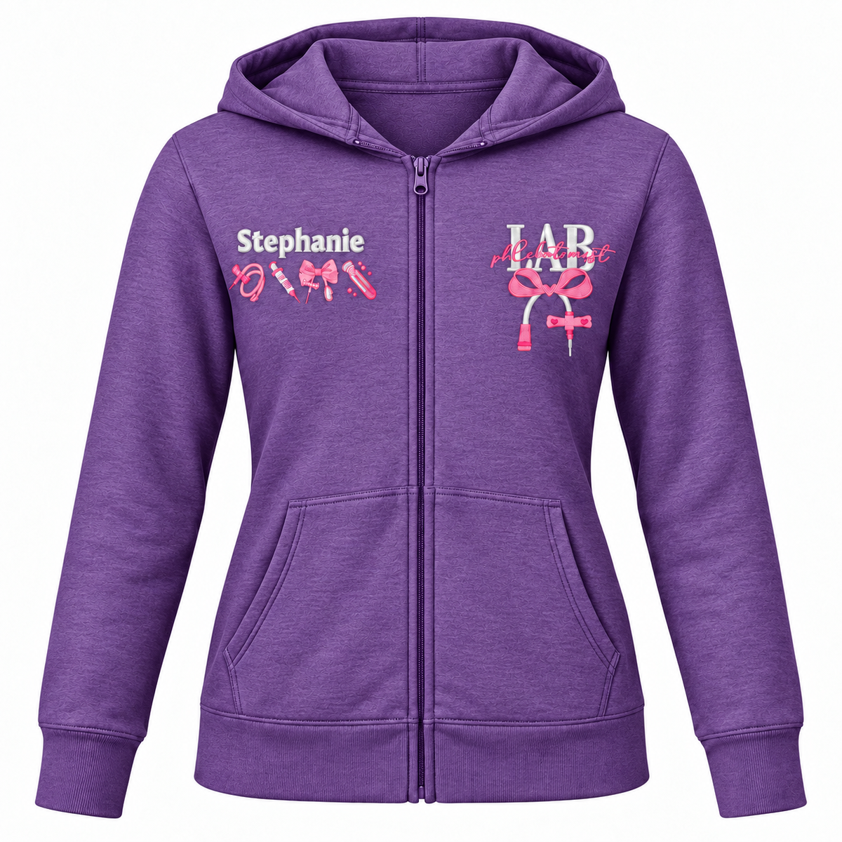 Personalized Phlebotomist Embroidered Zip-Up Hoodie