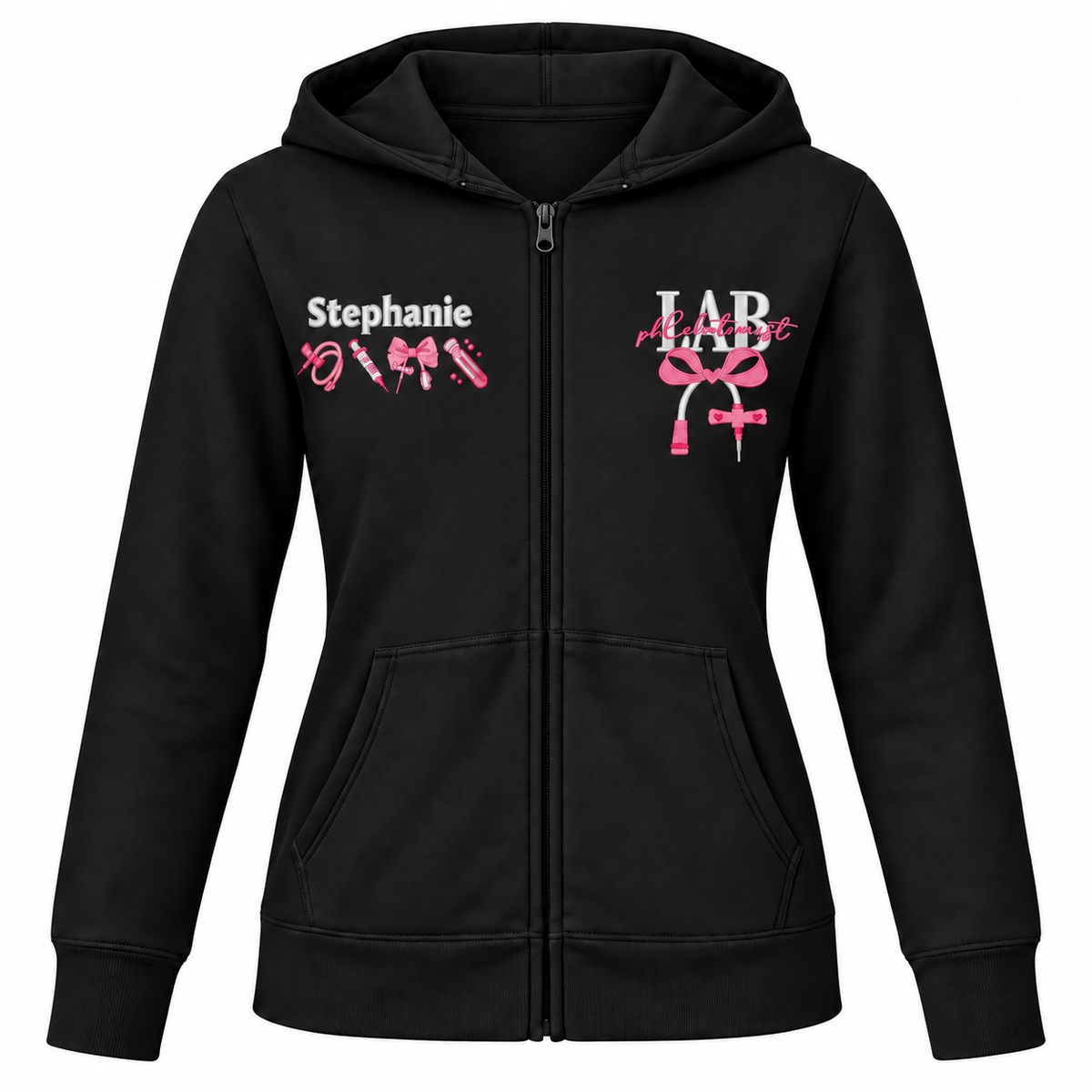 Personalized Phlebotomist Embroidered Zip-Up Hoodie