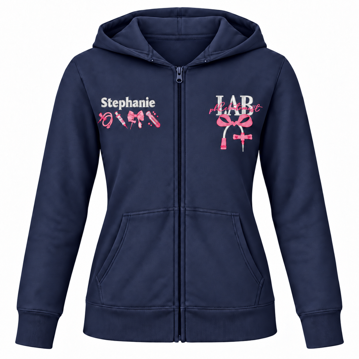 Personalized Phlebotomist Embroidered Zip-Up Hoodie
