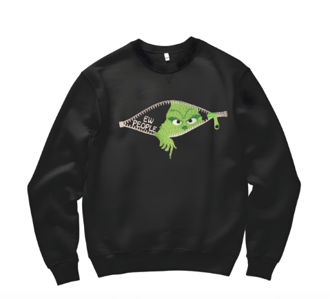Grinch “Ew, People” Stitched Embroidery Sweater