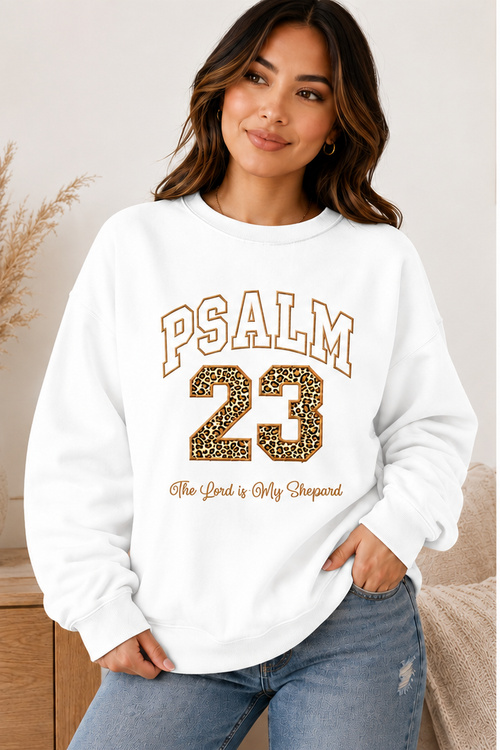 Psalm 23 Leopard Faith Crewneck Sweatshirt